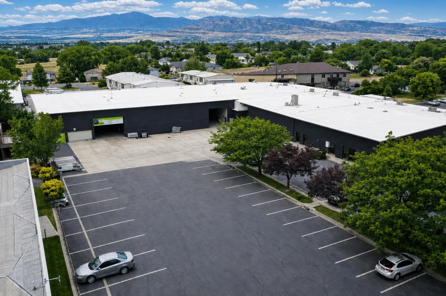 An aerial view of the Anata building and its loading bays in Lehi, Utah