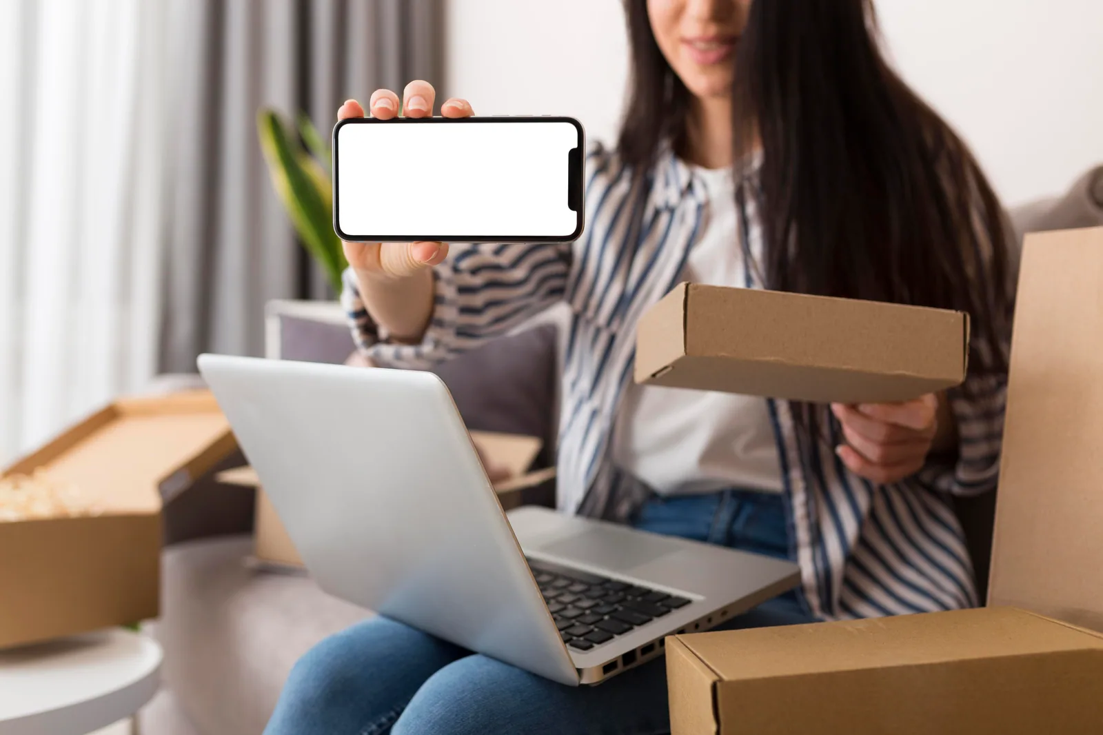 A shopper using a mobile ecommerce storefront.