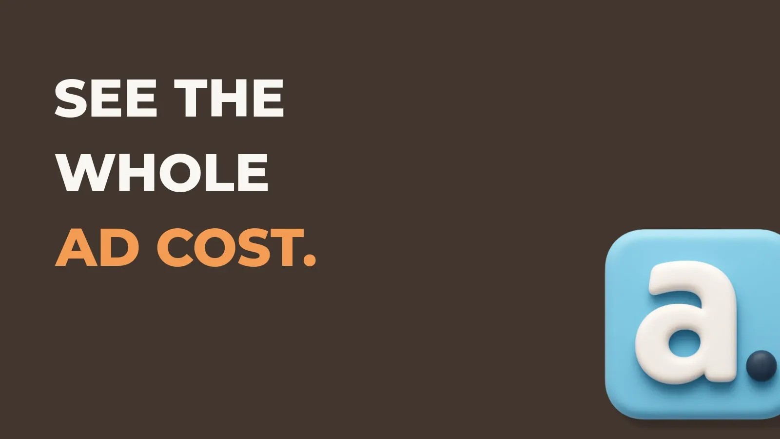 Ecommerce marketing poster reading See the whole ad cost. with the Anata marketing product icon