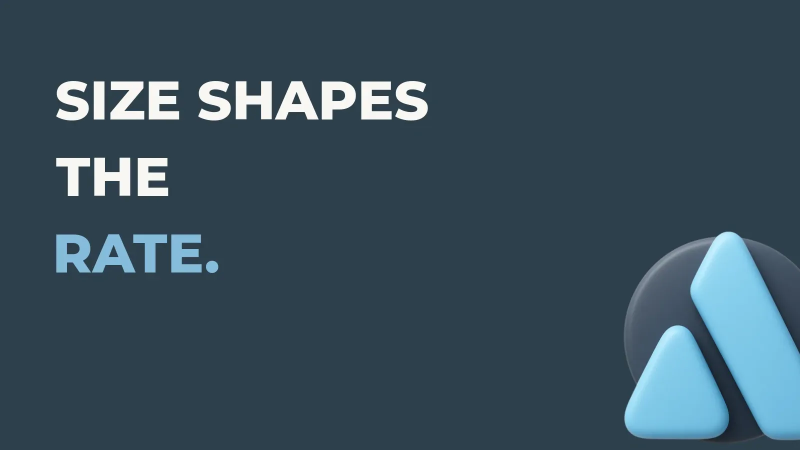 Shipping operations poster reading Size shapes the rate. with the Anata Shipping OS product icon